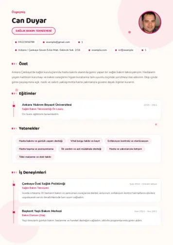 Hasta Bakıcı Cv Örnekleri cv indir
